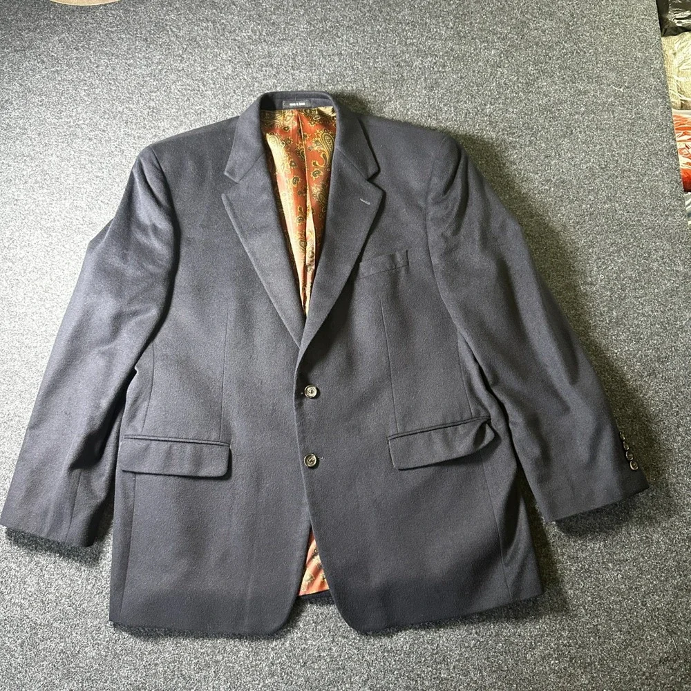 Lauren Ralph Lauren Mens 46R Blazer Navy Silk Wool Cashmere Paisley Lining Coat